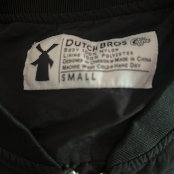 Dutch Bros XS+SMALL Black Bomber Jacket Windmill Stripe Lightweight - Picture 10 of 10